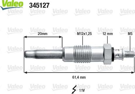 Valeo 345127 - Свеча накаливания autosila-amz.com