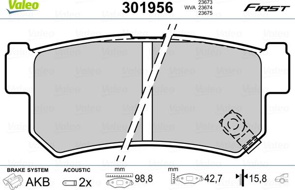 Valeo 301956 - Тормозные колодки, дисковые, комплект autosila-amz.com