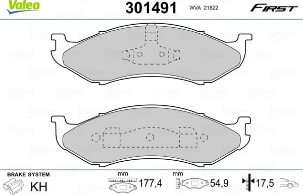 Valeo 301491 - Тормозные колодки, дисковые, комплект autosila-amz.com