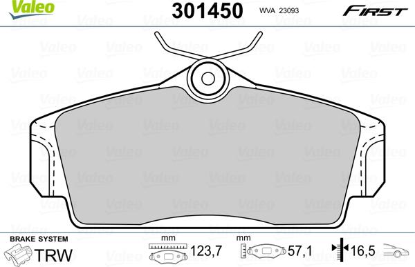 Valeo 301450 - Тормозные колодки, дисковые, комплект autosila-amz.com