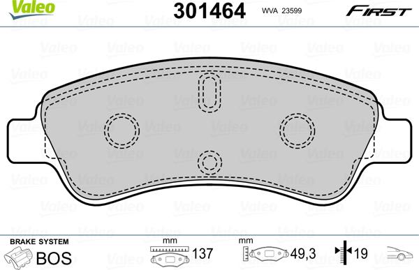 Valeo 301464 - Тормозные колодки, дисковые, комплект autosila-amz.com