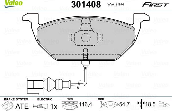 Valeo 301408 - Тормозные колодки, дисковые, комплект autosila-amz.com