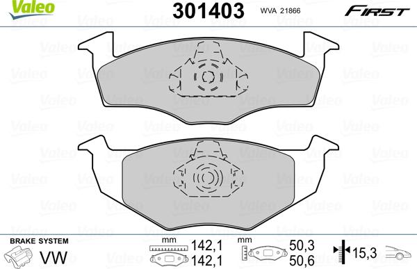 Valeo 301403 - Тормозные колодки, дисковые, комплект autosila-amz.com