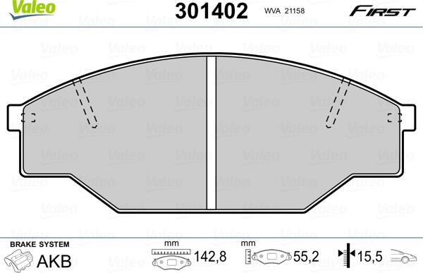 Valeo 301402 - Тормозные колодки, дисковые, комплект autosila-amz.com