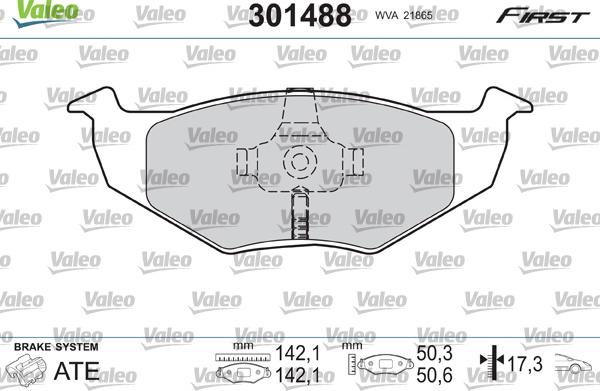Valeo 301488 - Тормозные колодки, дисковые, комплект autosila-amz.com