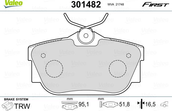 Valeo 301482 - Тормозные колодки, дисковые, комплект autosila-amz.com