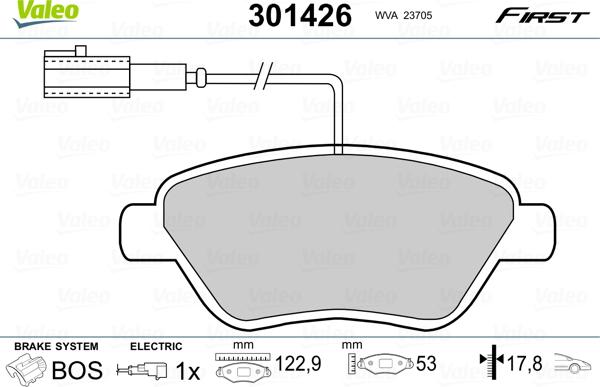 Valeo 301426 - Тормозные колодки, дисковые, комплект autosila-amz.com