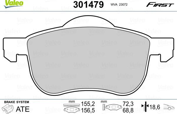 Valeo 301479 - Тормозные колодки, дисковые, комплект autosila-amz.com