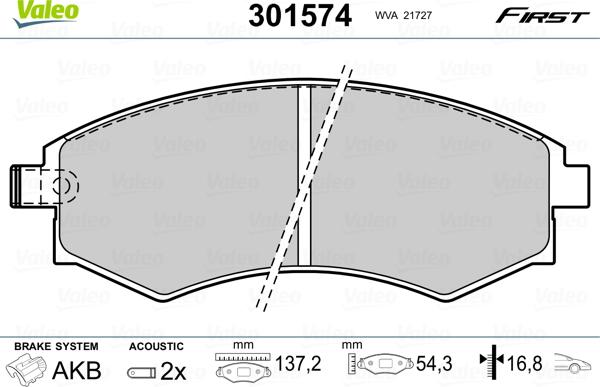 Valeo 301574 - Тормозные колодки, дисковые, комплект autosila-amz.com