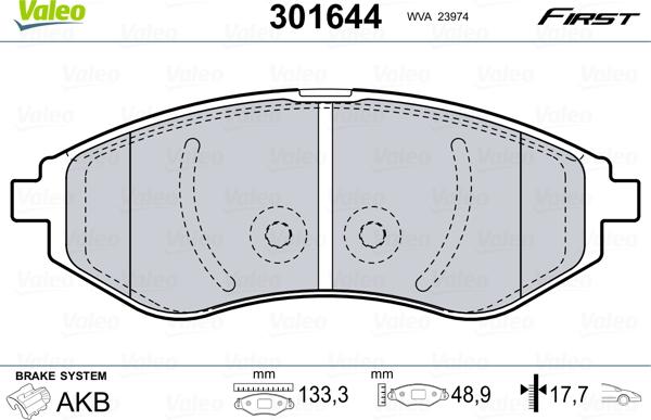 Valeo 301644 - Тормозные колодки, дисковые, комплект autosila-amz.com