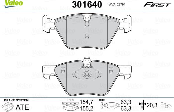 Valeo 301640 - Тормозные колодки, дисковые, комплект autosila-amz.com