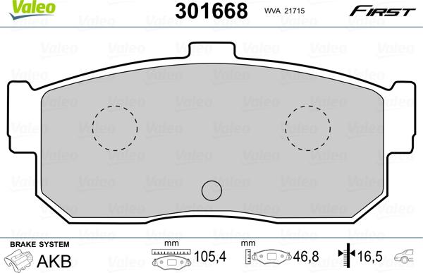 Valeo 301668 - Тормозные колодки, дисковые, комплект autosila-amz.com