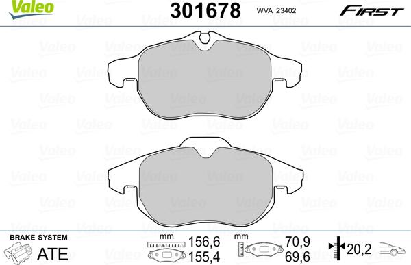 Valeo 301678 - Тормозные колодки, дисковые, комплект autosila-amz.com