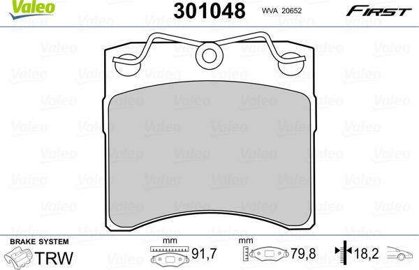 Valeo 301048 - Тормозные колодки, дисковые, комплект autosila-amz.com