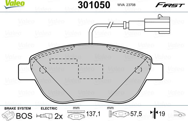 Valeo 301050 - Тормозные колодки, дисковые, комплект autosila-amz.com