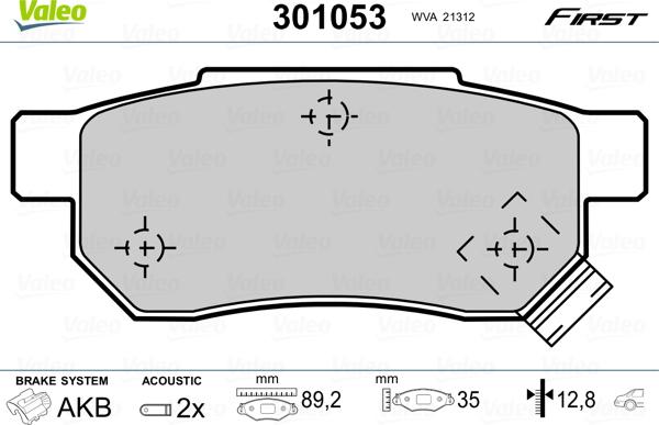 Valeo 301053 - Тормозные колодки, дисковые, комплект autosila-amz.com