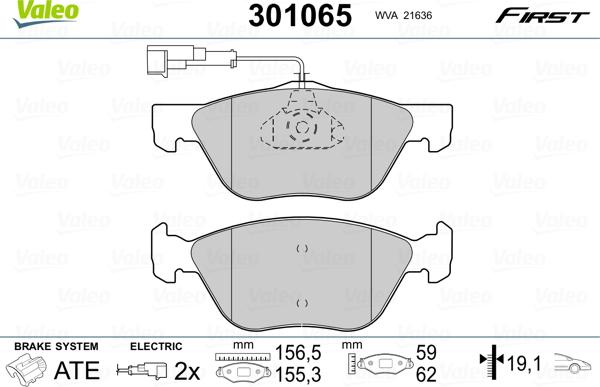 Valeo 301065 - Колодки торм. пер.FIAT autosila-amz.com