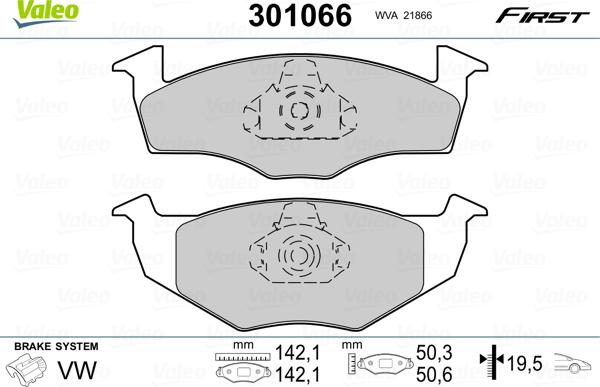 Valeo 301066 - Колодки торм. пер GOLF III autosila-amz.com