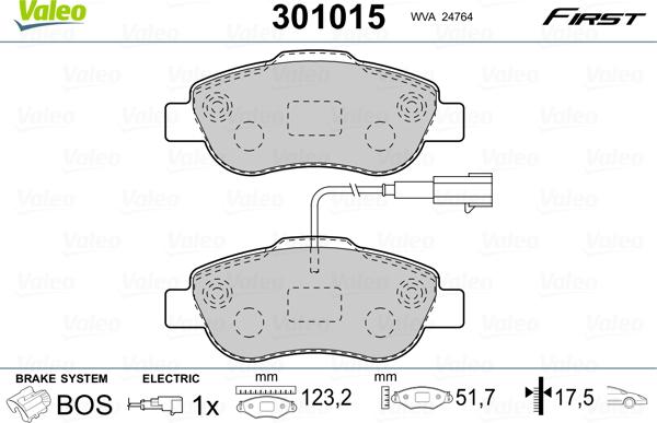 Valeo 301015 - Тормозные колодки, дисковые, комплект autosila-amz.com