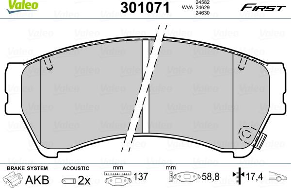 Valeo 301071 - Тормозные колодки, дисковые, комплект autosila-amz.com