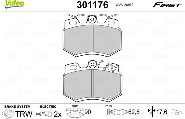 Valeo 301176 - Тормозные колодки, дисковые, комплект autosila-amz.com