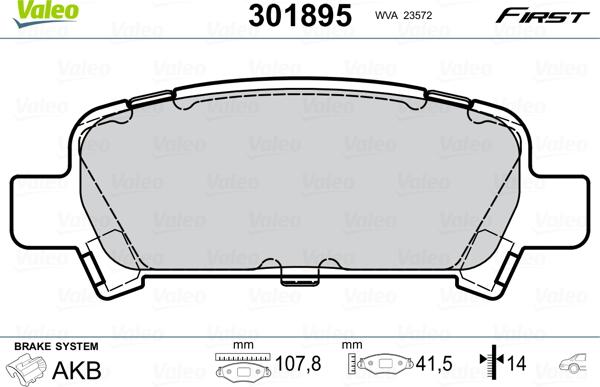 Valeo 301895 - Тормозные колодки, дисковые, комплект autosila-amz.com