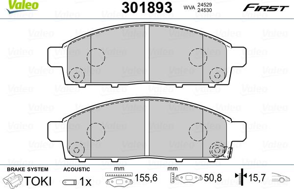 Valeo 301893 - Тормозные колодки, дисковые, комплект autosila-amz.com