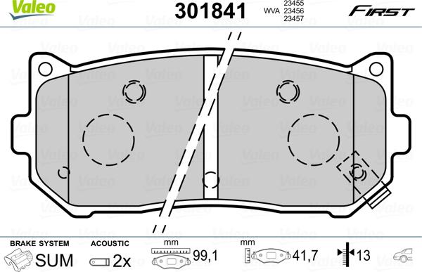 Valeo 301841 - Тормозные колодки, дисковые, комплект autosila-amz.com