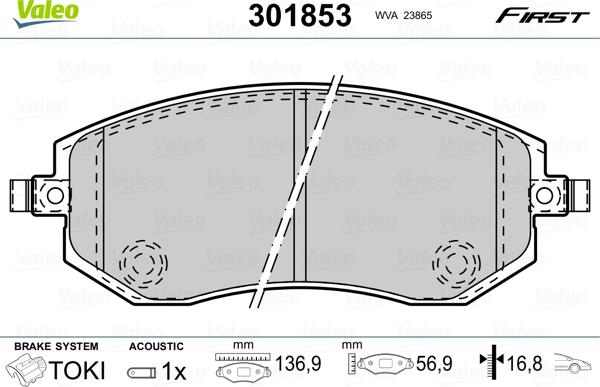 Valeo 301853 - Тормозные колодки, дисковые, комплект autosila-amz.com