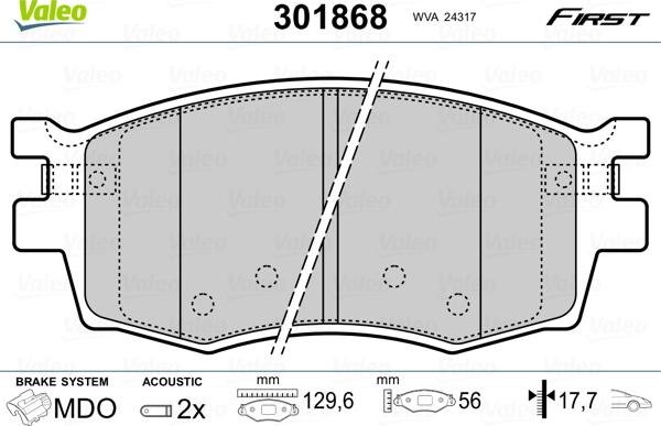 Valeo 301868 - Тормозные колодки, дисковые, комплект autosila-amz.com