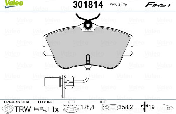 Valeo 301814 - Тормозные колодки, дисковые, комплект autosila-amz.com