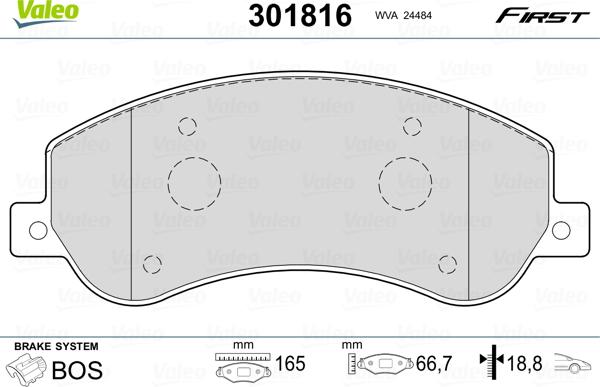 Valeo 301816 - Тормозные колодки, дисковые, комплект autosila-amz.com