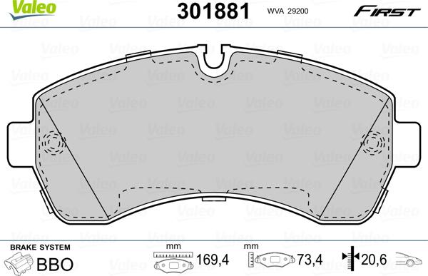 Valeo 301881 - Колодки торм. пер.MB SPRINTER autosila-amz.com