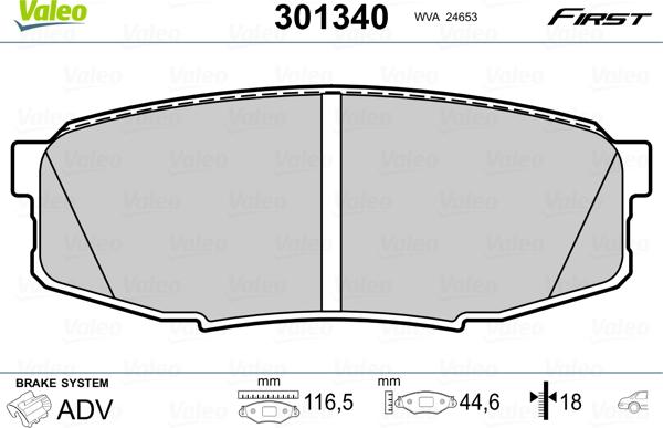 Valeo 301340 - Тормозные колодки, дисковые, комплект autosila-amz.com