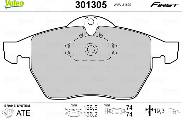 Valeo 301305 - Тормозные колодки, дисковые, комплект autosila-amz.com