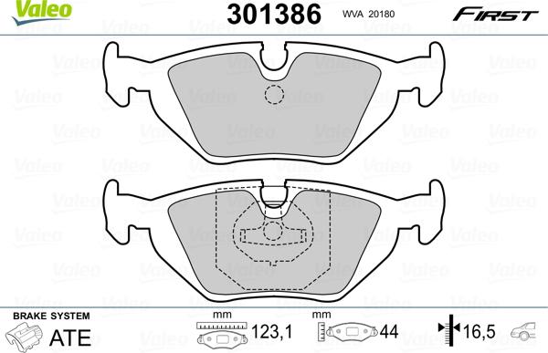 Valeo 301386 - Тормозные колодки, дисковые, комплект autosila-amz.com