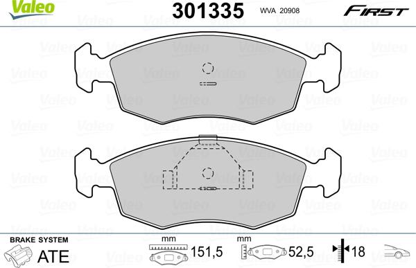 Valeo 301335 - Колодки тормозные дисковые autosila-amz.com