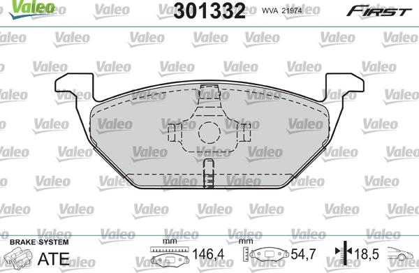 Valeo 301332 - Тормозные колодки, дисковые, комплект autosila-amz.com