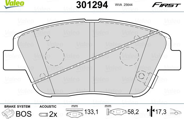 Valeo 301294 - Тормозные колодки, дисковые, комплект autosila-amz.com