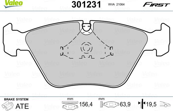 Valeo 301231 - Тормозные колодки, дисковые, комплект autosila-amz.com