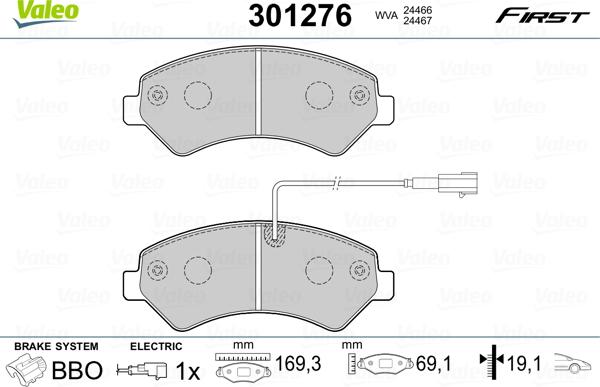 Valeo 301276 - Тормозные колодки, дисковые, комплект autosila-amz.com