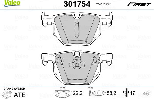 Valeo 301754 - Тормозные колодки, дисковые, комплект autosila-amz.com