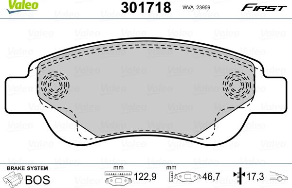 Valeo 301718 - Тормозные колодки, дисковые, комплект autosila-amz.com