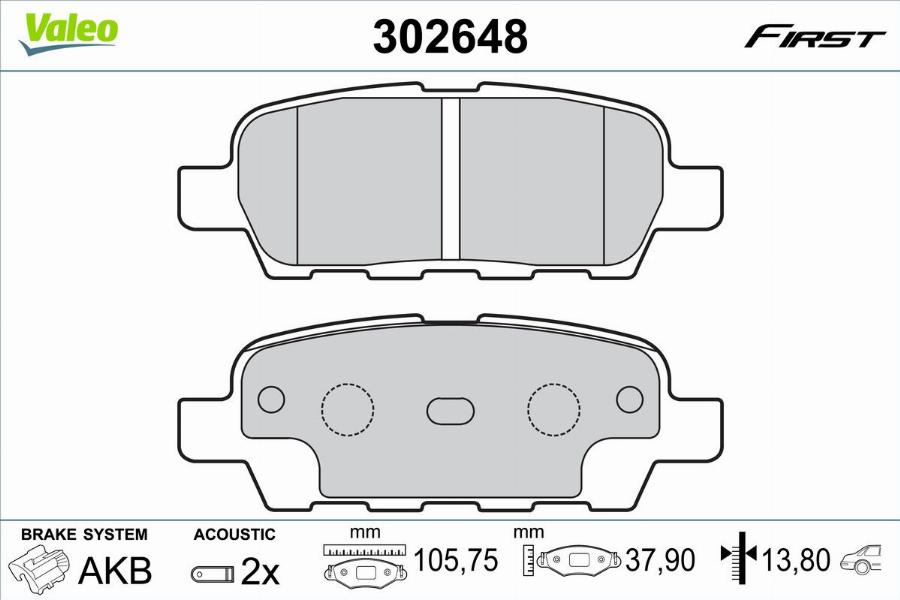 Valeo 302648 - Тормозные колодки, дисковые, комплект autosila-amz.com