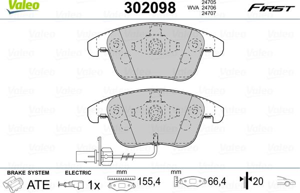 Valeo 302098 - Тормозные колодки, дисковые, комплект autosila-amz.com