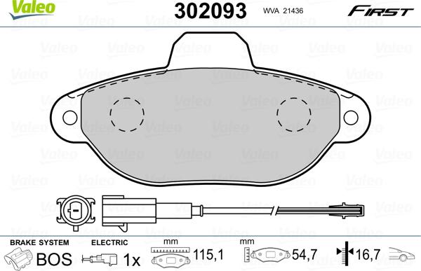 Valeo 302093 - Колодки тормозные дисковые /комплект 4 шт/ autosila-amz.com
