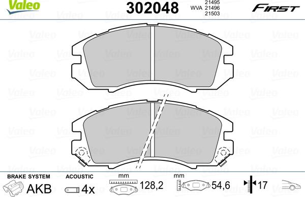 Valeo 302048 - Тормозные колодки, дисковые, комплект autosila-amz.com