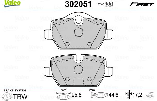 Valeo 302051 - Тормозные колодки, дисковые, комплект autosila-amz.com