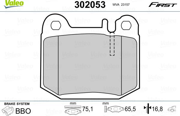 Valeo 302053 - Тормозные колодки, дисковые, комплект autosila-amz.com