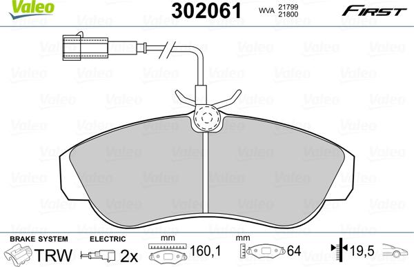 Valeo 302061 - Тормозные колодки, дисковые, комплект autosila-amz.com